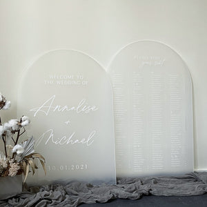 Frost Arched Acrylic Welcome and Seating Sign Package