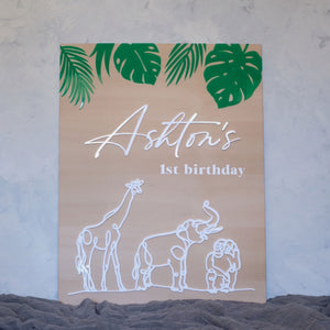 Wooden + Acrylic Animal Birthday Sign