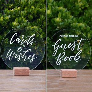 Acrylic Round Classic Cards and Guest Book Wedding Set - FoxAndHart