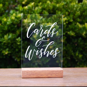 Hire Me: Acrylic A5 Classic Cards And Wishes Sign + Stand - FoxAndHart