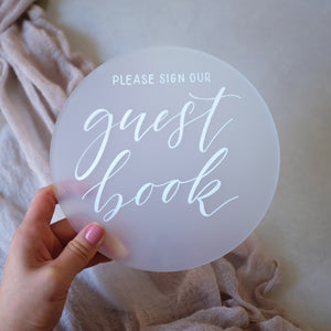 Acrylic Round Frosted Classic Guest Book Sign