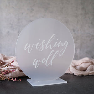 Acrylic Round Frosted Wishing Well Sign