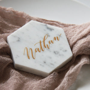 Marble Hexagon Classic Coaster Place Cards