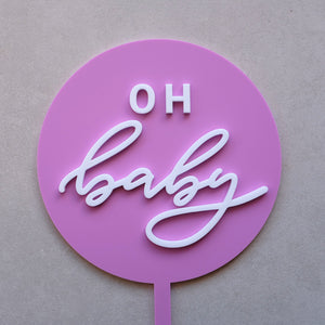 Acrylic Round Oh Baby Cake Topper
