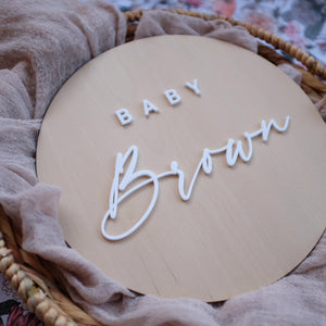 Wooden Acrylic Round Baby Name Sign