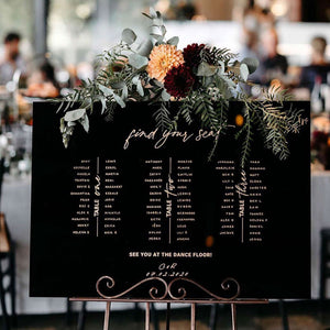 Black And Gold Acrylic Table Seating Sign
