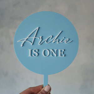 Personalised First Birthday Round Cake Topper