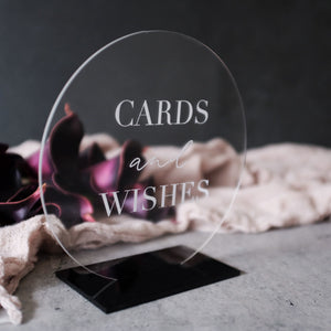 Acrylic Round Cards And Wishes Sign, Laser