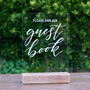 Hire Me: Acrylic A5 Classic Guest Book Sign + Stand - FoxAndHart