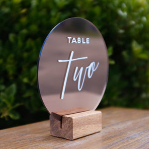 Acrylic Round Modern Bronze Mirror Table Numbers - FoxAndHart