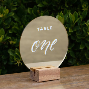 Acrylic Round Modern Gold Mirror Table Numbers