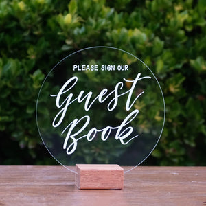 Acrylic Round Classic Guest Book Sign - FoxAndHart