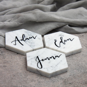 Marble Hexagon Classic Coaster Place Cards