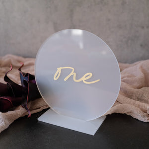 Acrylic Round Frost With Gold Table Numbers