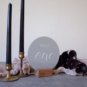 Acrylic Round Modern Grey Table Numbers