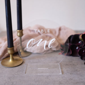 Acrylic Round Modern Table Numbers With Acrylic Base