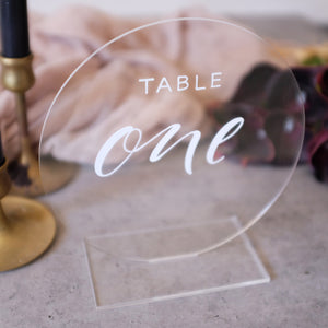 Acrylic Round Modern Table Numbers With Acrylic Base