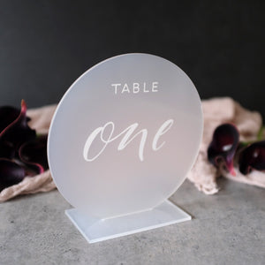 Acrylic Frosted Round Modern Table Numbers With Acrylic Base