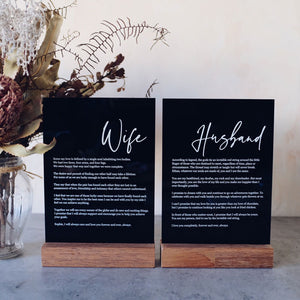 Acrylic Wedding Vows Sign